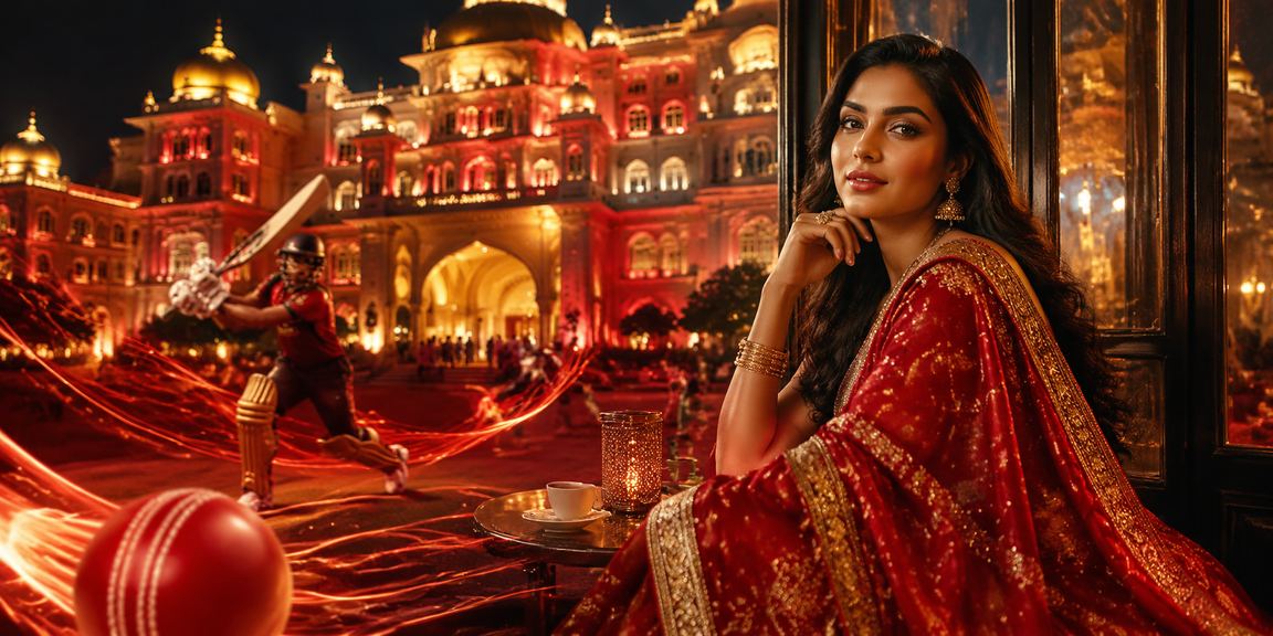 Indian woman using mobile cricket betting platform